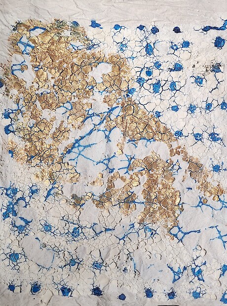 Cornstarch, ink and gold